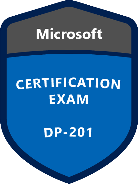 Microsoft Certification Exam Badge for Exam DP-201.