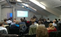 Marco Russo presenting for a full room at the SQL Server User Group Norway 2014 December event.