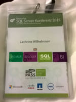 Cathrine Wilhelmsen&rsquo;s name badge from SQLKonferenz 2015.