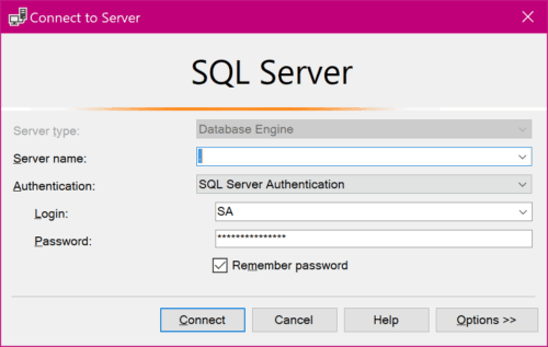 Connect to Container from SSMS.