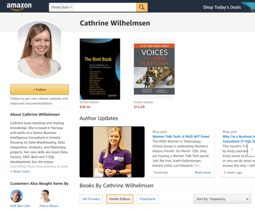 Screenshot of Cathrine&rsquo;s Amazon author page.