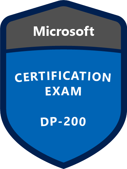 Microsoft Certification Exam Badge for Exam DP-200.