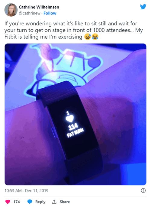 If you&rsquo;re wondering what it&rsquo;s like to sit still and wait for your turn to get on stage in front of 1000 attendees&hellip; My Fitbit is telling me I&rsquo;m exercising 😅😂