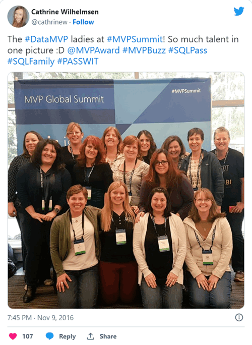The #DataMVP ladies at #MVPSummit! So much talent in one picture :D @MVPAward #MVPBuzz #SQLPass #SQLFamily #PASSWIT