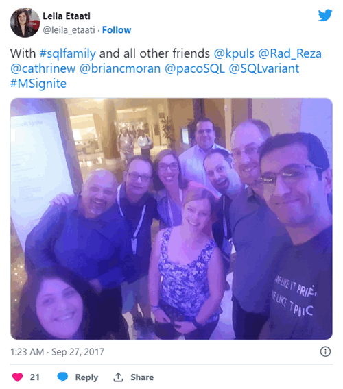 With #sqlfamily and all other friends @kpuls @Rad_Reza @cathrinew @briancmoran @pacoSQL @SQLvariant #MSignite