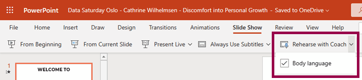 PowerPoint Presenter Coach online.