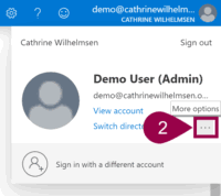 Screenshot of the Azure Portal, showing the more options ellipsis after clicking on the username in the top-right corner