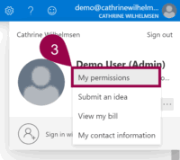 Screenshot of the Azure Portal, showing the My permission link after clicking on the more options ellipsis