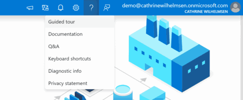 Screenshot of the top menu in Azure Data Factory with the Help menu open.