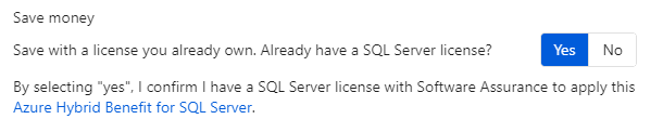 Screenshot of the Azure-SSIS integration runtime setting for SQL Server license