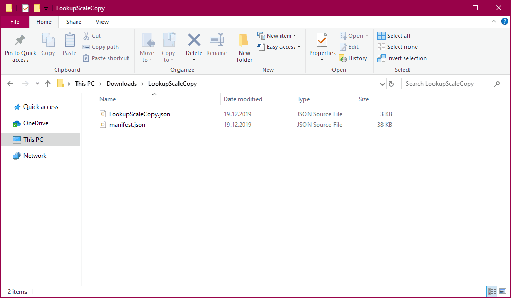 Screenshot of the downloaded and unzipped custom templates folder