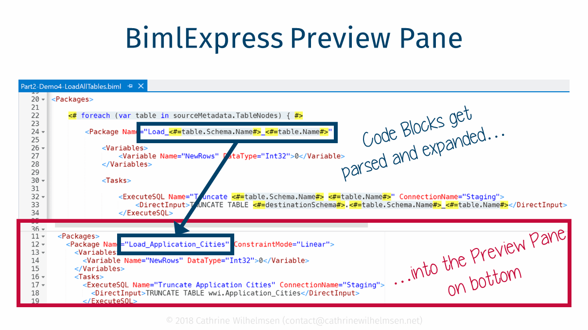 BimlExpress Preview Pane.