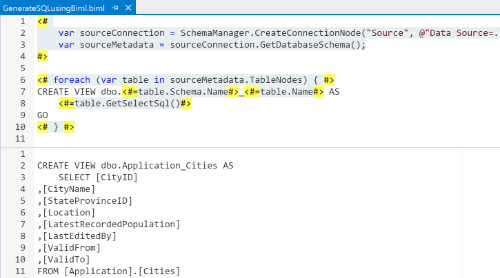 Using GetSelectSQL to create a view in BimlExpress.