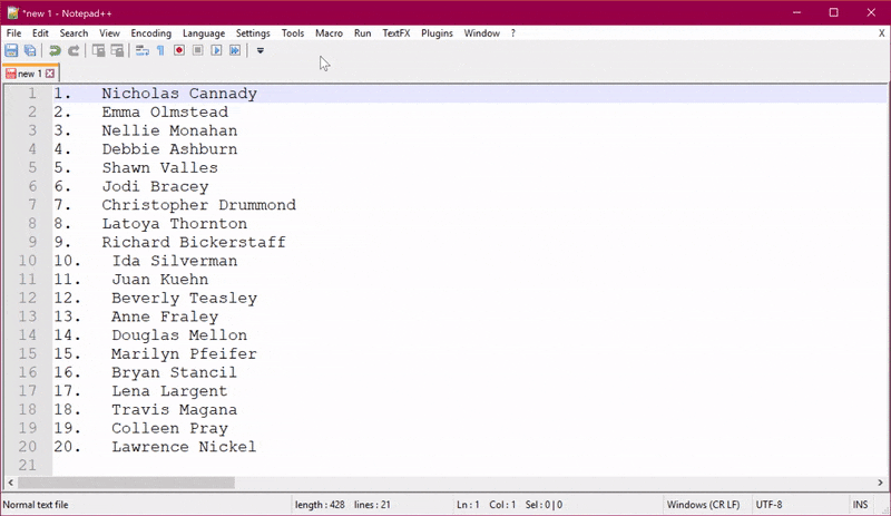 Animation showing how to record and run Notepad++ macros.