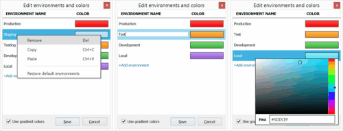 Redgate SQL Prompt Tab Coloring Environments.