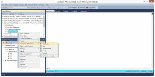 Redgate SQL Prompt Tab Coloring Databases.