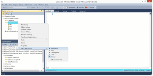 Redgate SQL Prompt Tab Coloring Server Groups.