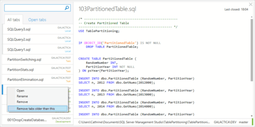 Redgate SQL Prompt Tab History Remove Tab Older Than This.