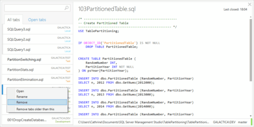 Redgate SQL Prompt Tab History Remove Tab.